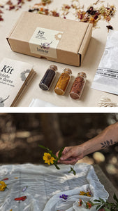 PROMO DIA DE LA MADRE - TEÑIDO CON FLORES + KIT PAÑUELO DE SEDA